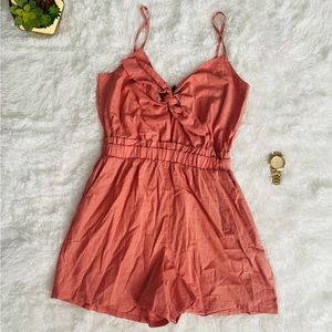 Women Sleeveless Tie Front Romper